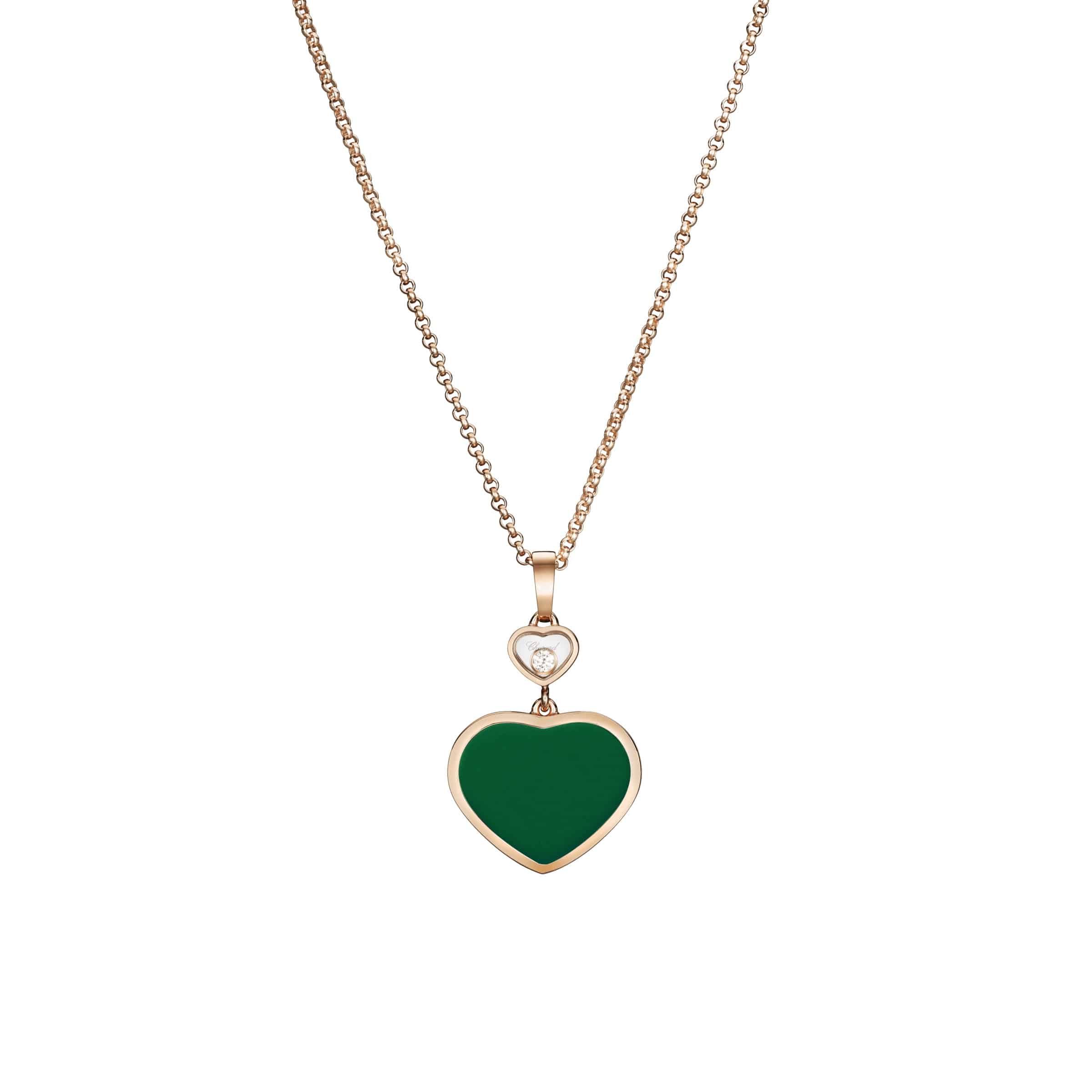 collier chopard or rose diamants agate verte raynal aix en provence happy hearts