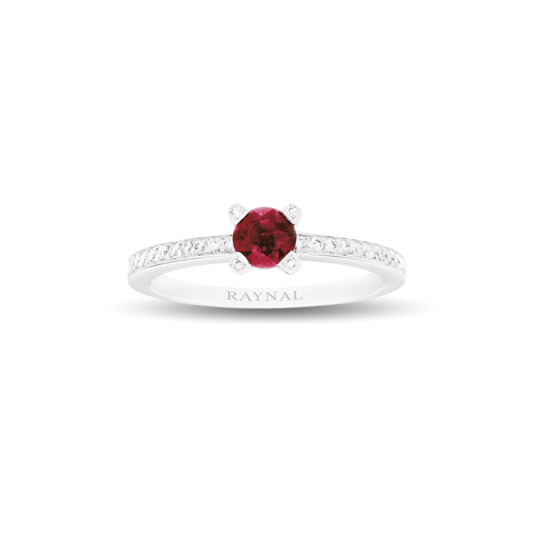 Bague Solitaire Or Blanc Rubis Diamants Raynal aix en provence bijoux fiancailles