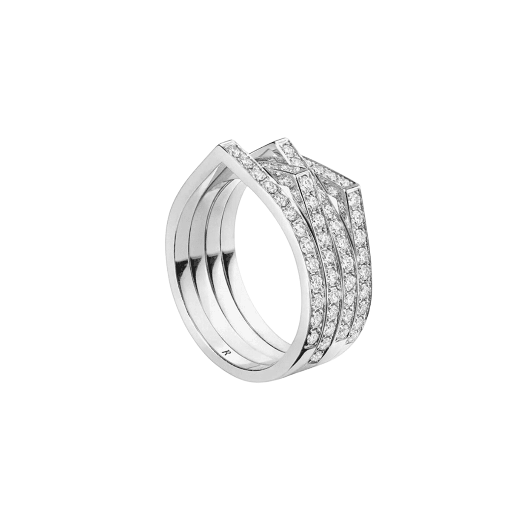 Bague Antifer 4 Rangs Or Blanc Pavée de Diamants Repossi Raynal Bijouterie Aix en Provence